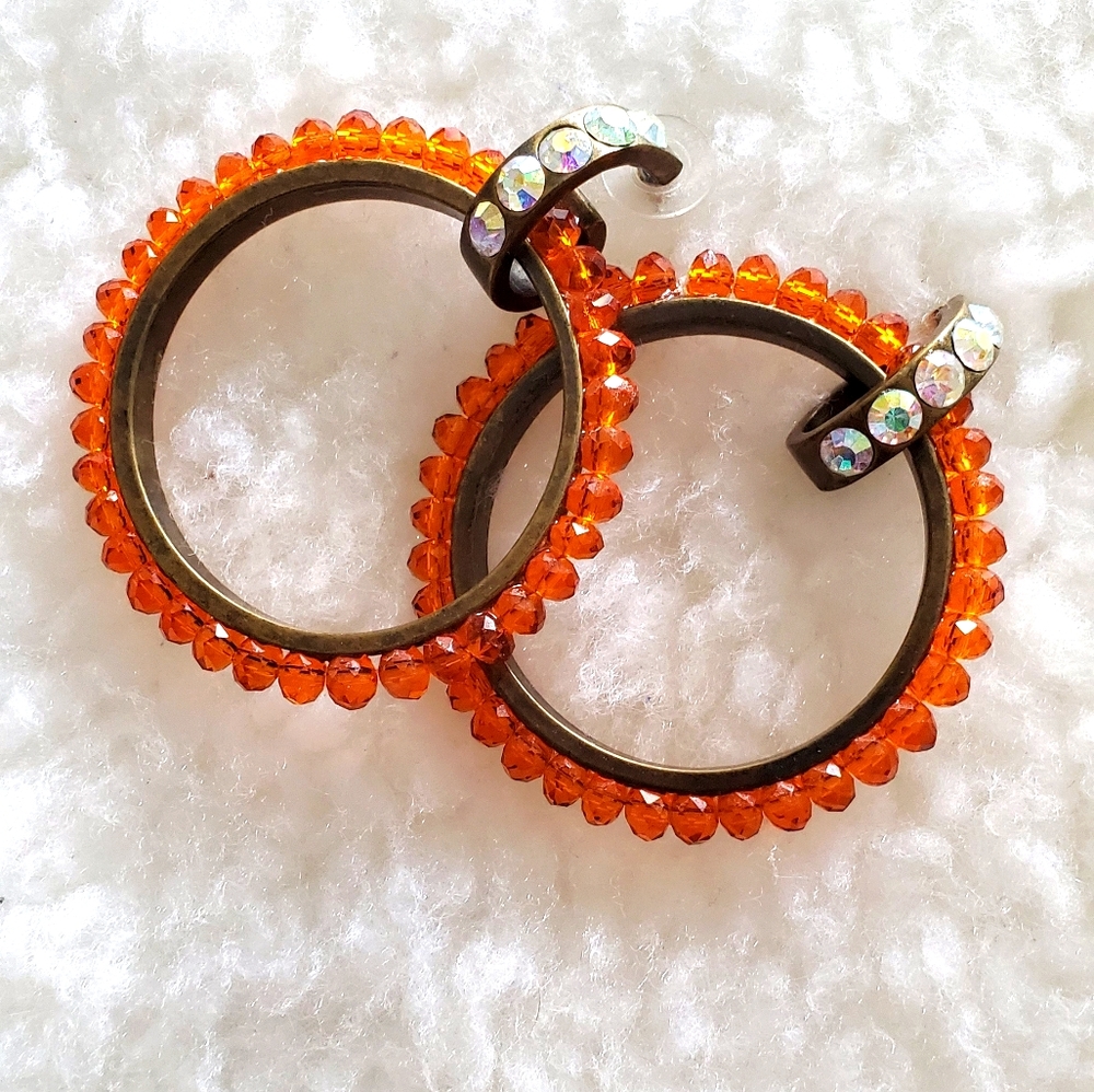 Betsey Johnson Beaded Hoop Earrings